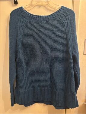 Sonoma Large Blue Ribbed Knit Women's Sweater - Brand Unspecified